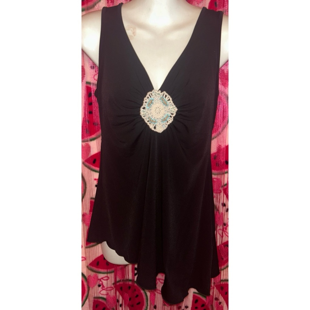 🖤🩵 Y2K Asymmetrical Beaded Tank Top